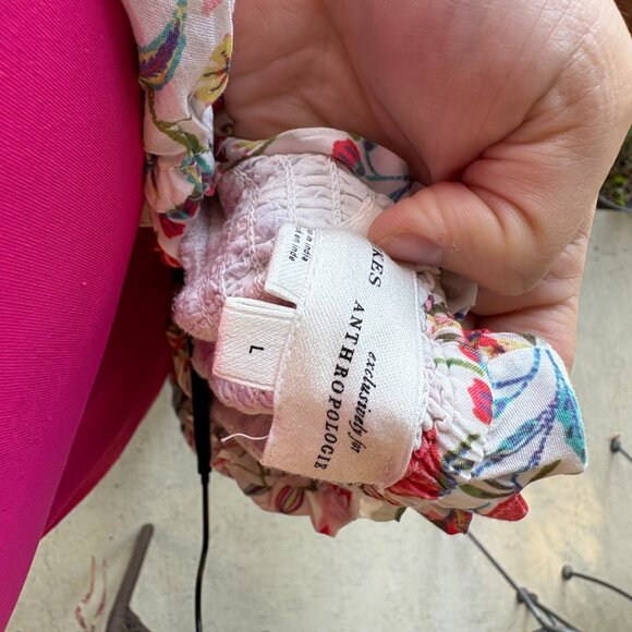 Floral Puff Sleeve Midi Nap Dress by Mark D. Sikes for Anthropologie Size Large - Picture 3 of 4